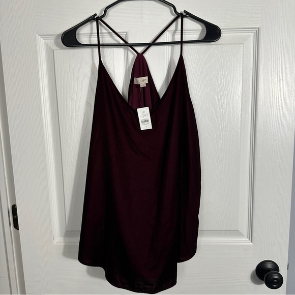 New! LOFT Burgundy Women's cami top, velvet, spaghetti straps, size S, fall - Picture 3 of 8
